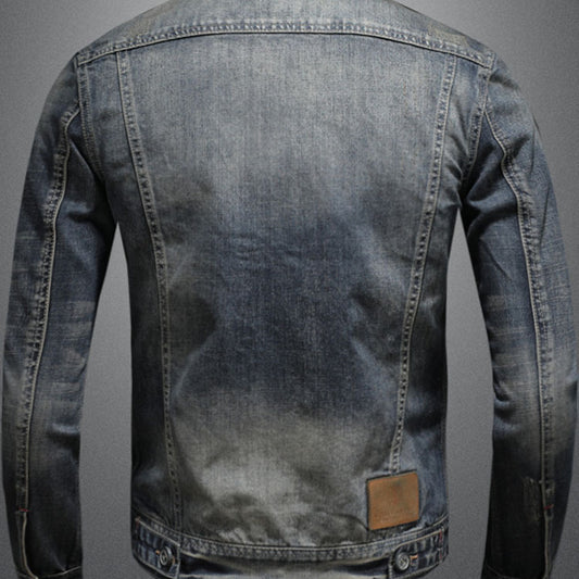 Mens Distressed Vintage Classic Denim Jacket From Europe And The US