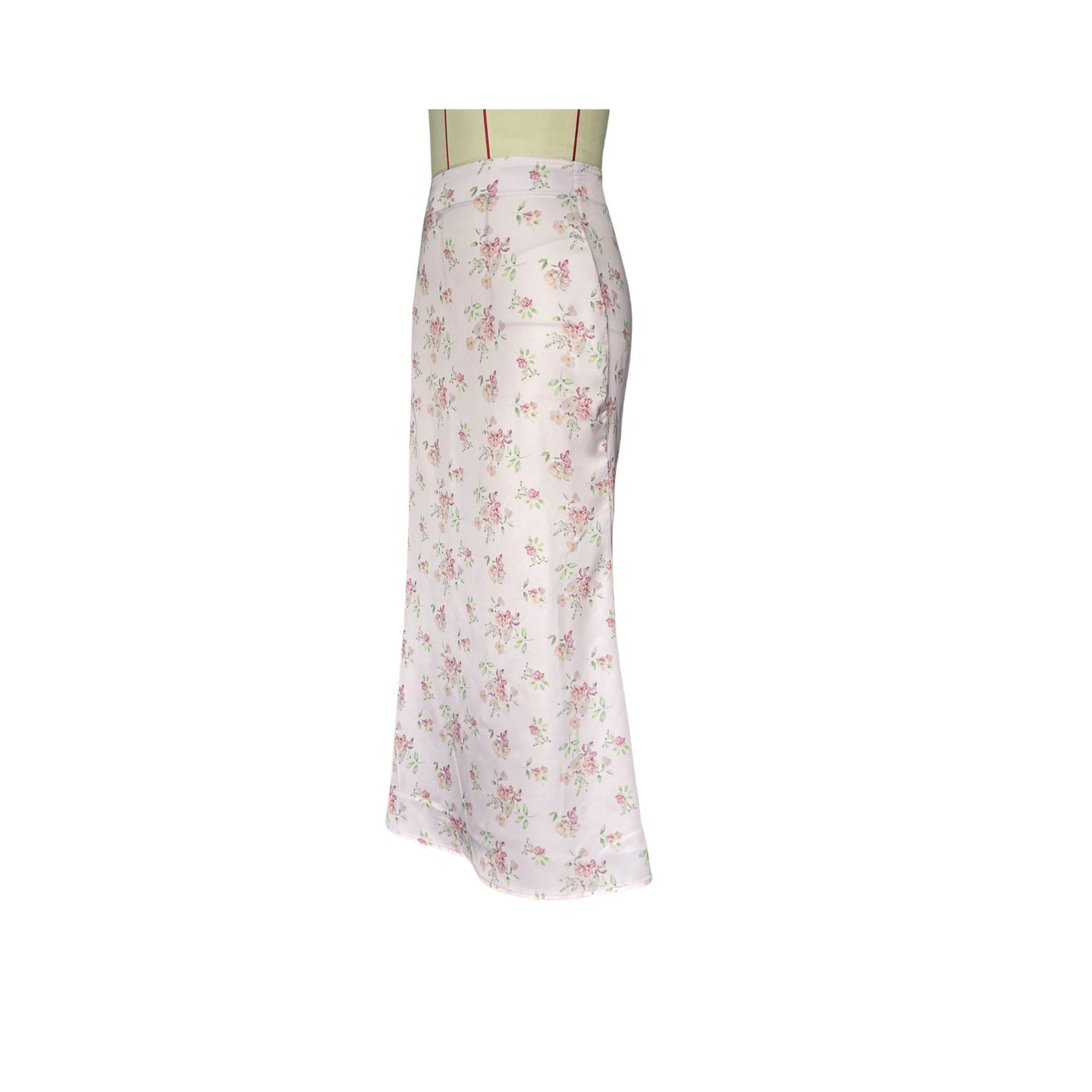 Satin Printed Dress With Back Slit And High-end Drape