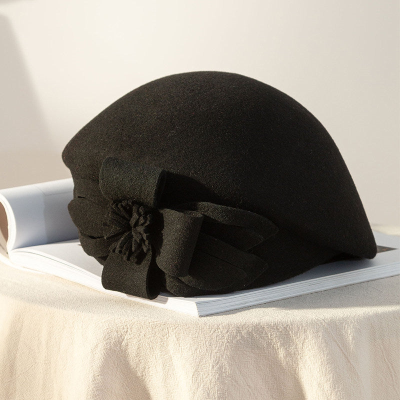 Ladies Elegant Floral Warm Wool Felt Hat