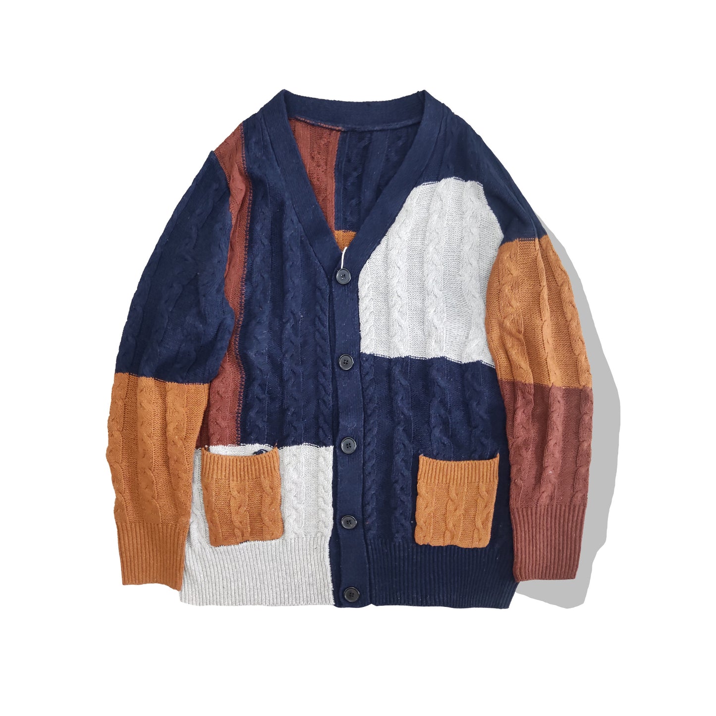 New Men's Color Contrast Knitwear Casual Long Sleeve