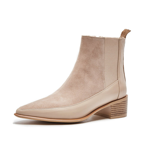 Frosted Martin Boots With Mid-heel Ankle Boots
