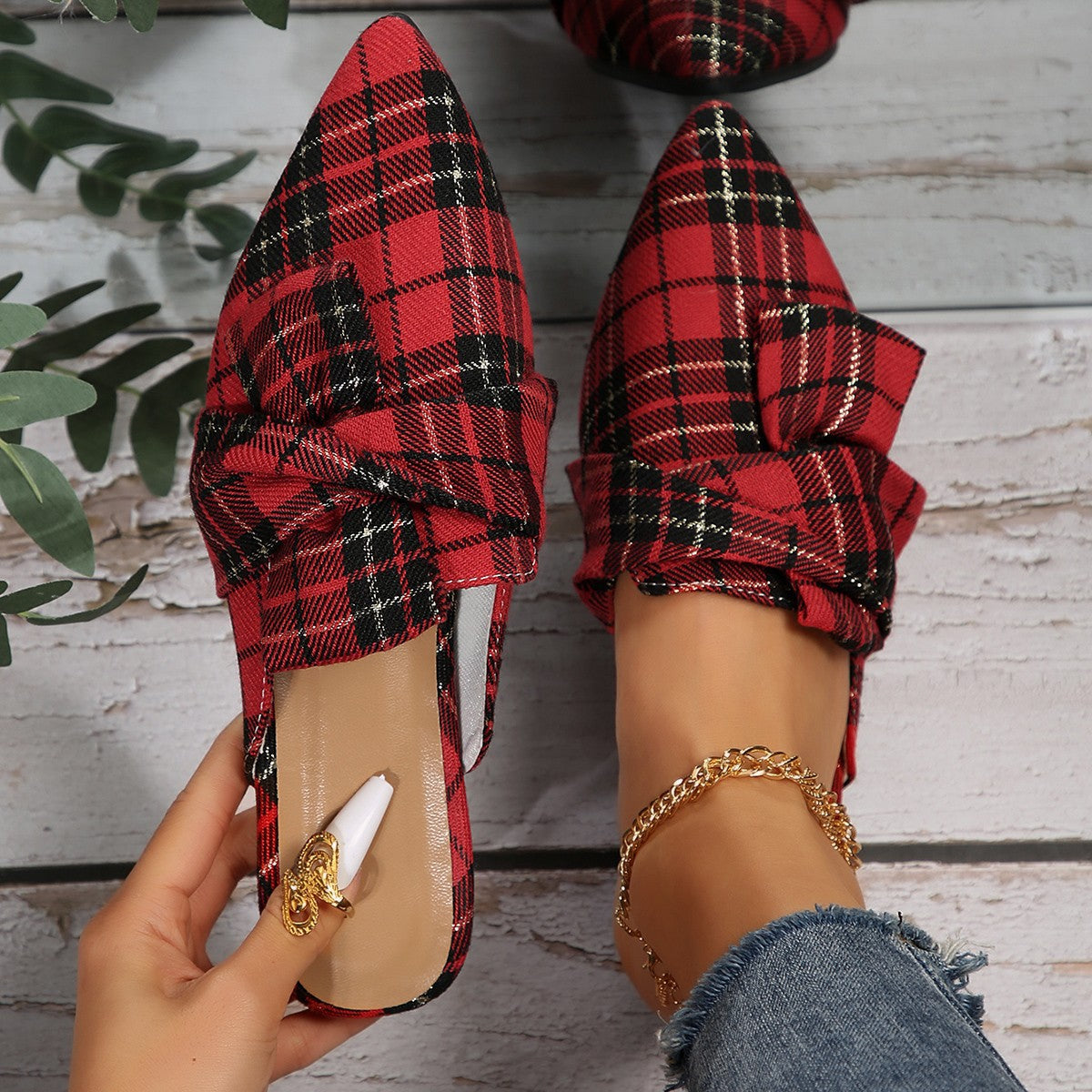 Summer Pointed Flat Semi Slippers
