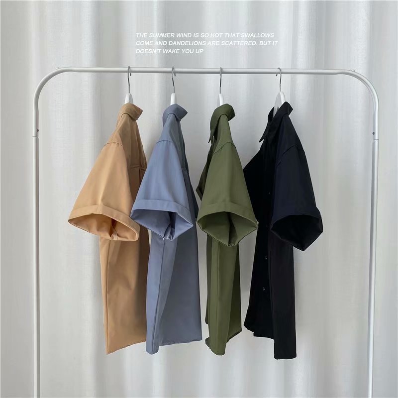 Hong Kong Style Loose Men's Summer Short Sleeve Shirt Overalls