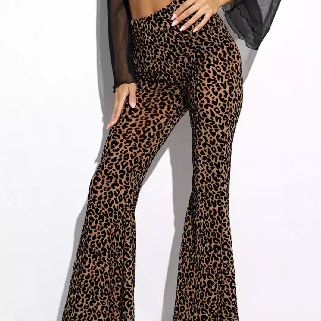 Women's Flocked Mesh High-Waisted Casual Pants