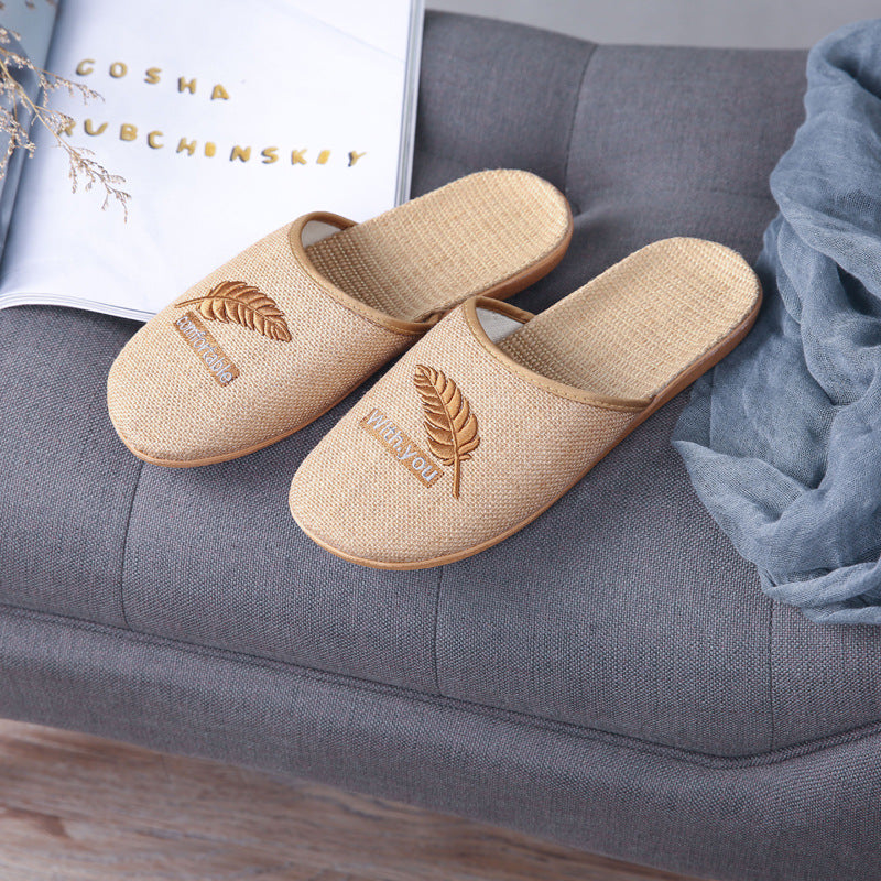 Linen Slippers Women's Home Indoor Non-slip Soft Bottom Cotton And Linen Thick