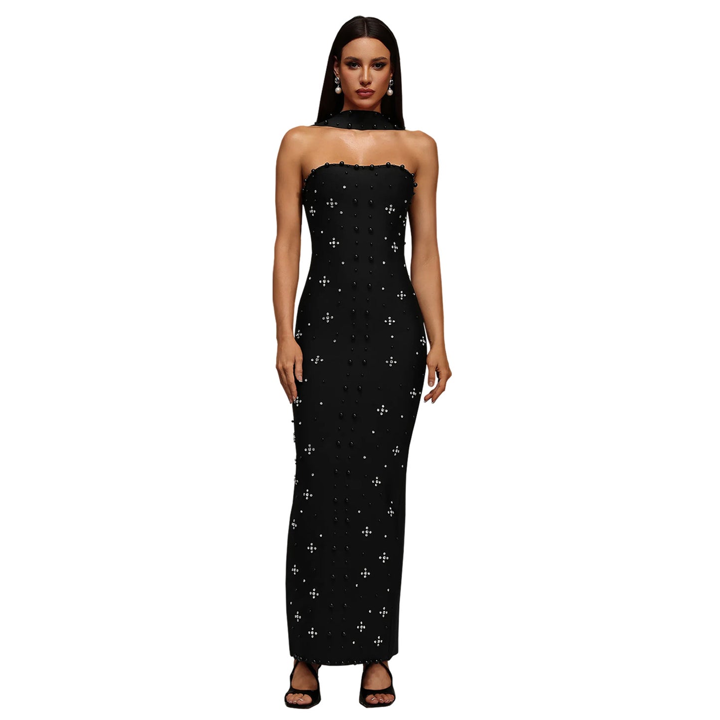 Elegant Beaded Bodycon Tube Dress For Women