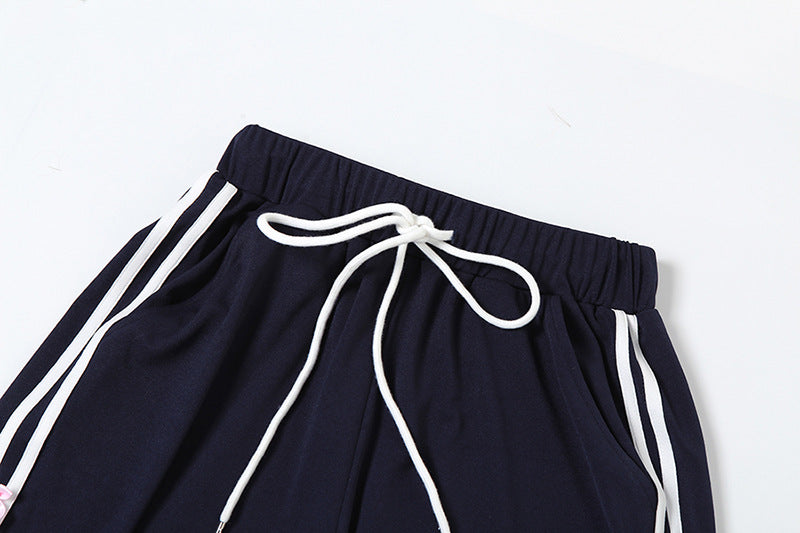 Street Fashion High Waist Straight Ankle Tied Casual Pants