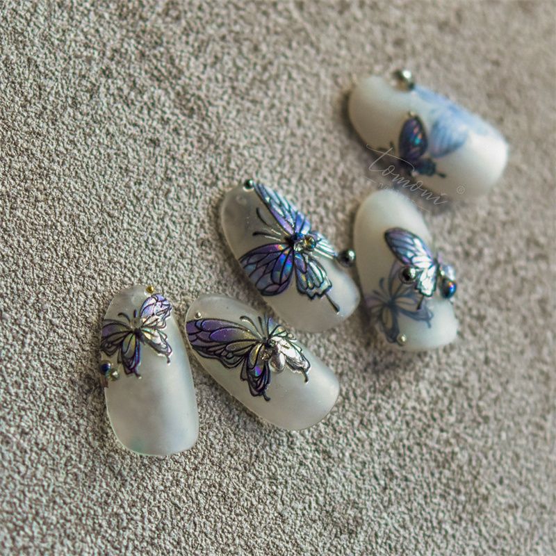 Colorful Butterfly Graceful Relief Laser 5d Three-dimensional Adhesive Waterproof Nail Sticker