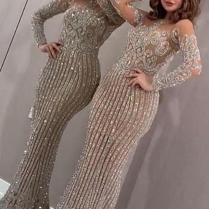 Stretchy Gold Body-Slimming Dress For Women