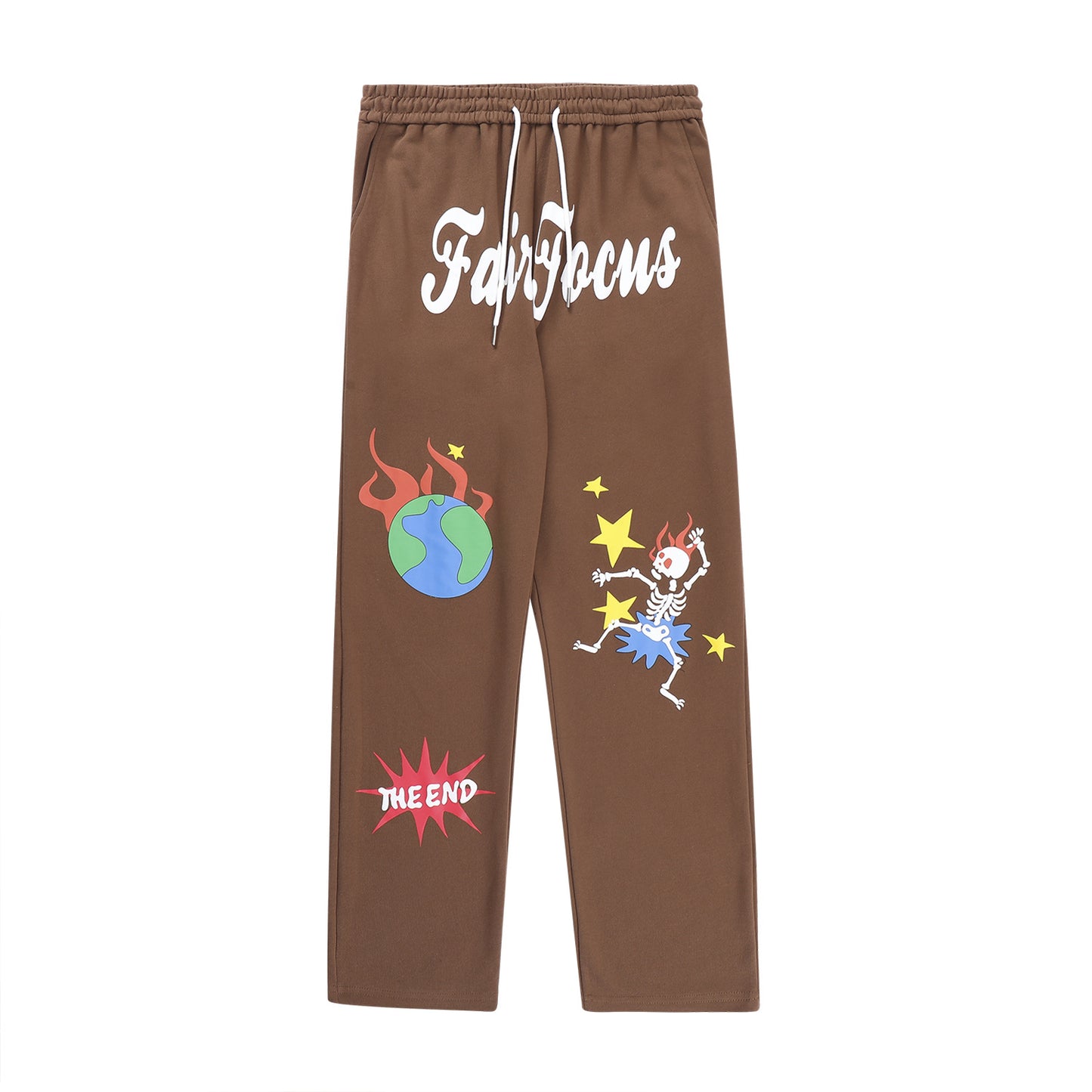Foam Printed Straight Casual Trousers