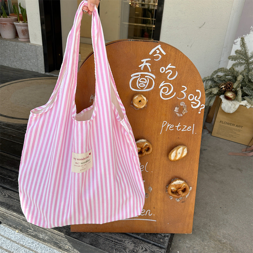 New Large Capacity Striped Canvas Bag Women