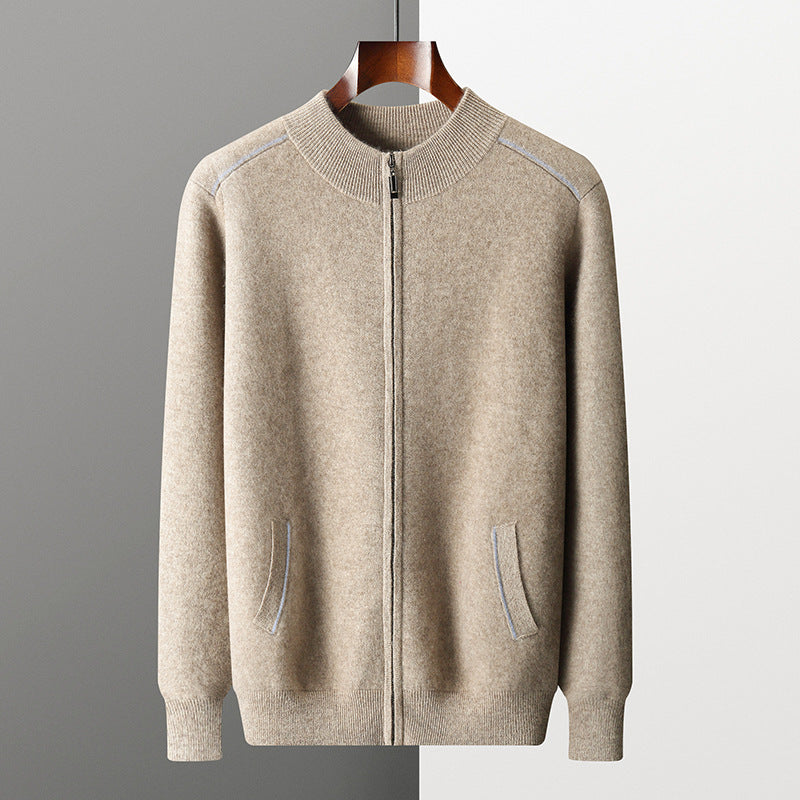 Men's Cashmere Sweater Thick Heavy Half Turtleneck Zipper