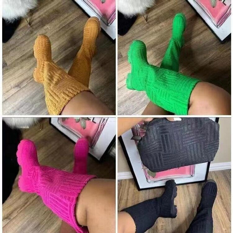 Women's Fashion Mid-tube Round Towel Boots
