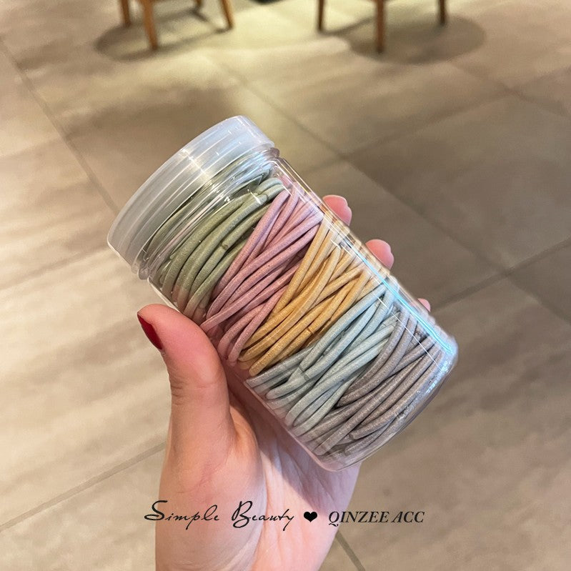 Factory Direct Sales Korean Candy Small Rubber Band High Elastic Leather Case Basic Hair Ring Rubber Band Simple Tie-up Hair Head Rope