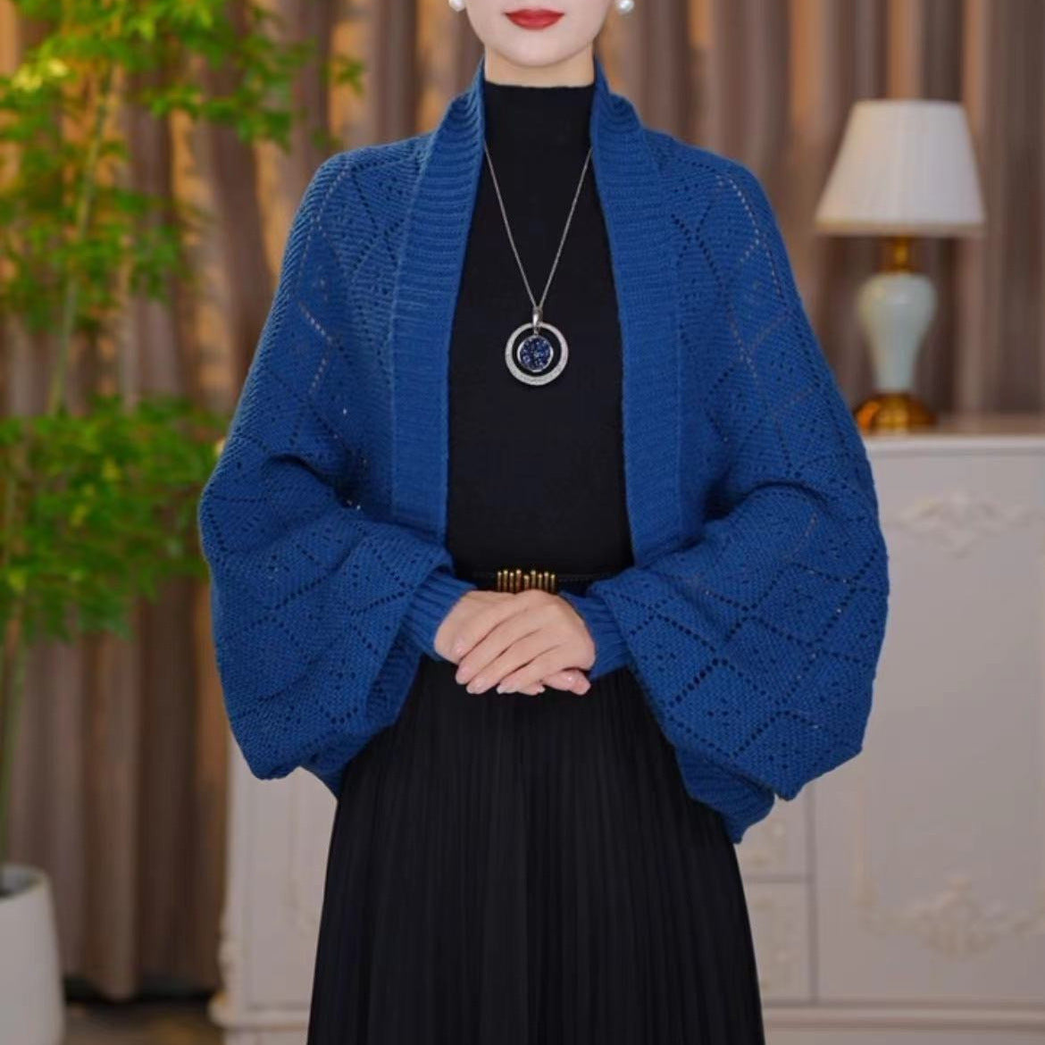 Knitted Dense Woven Plaid Shawl Warm All-matching