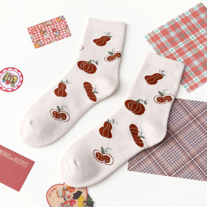 Female Female Middle Tube Cartoon Extra Thick Warm-keeping Socks