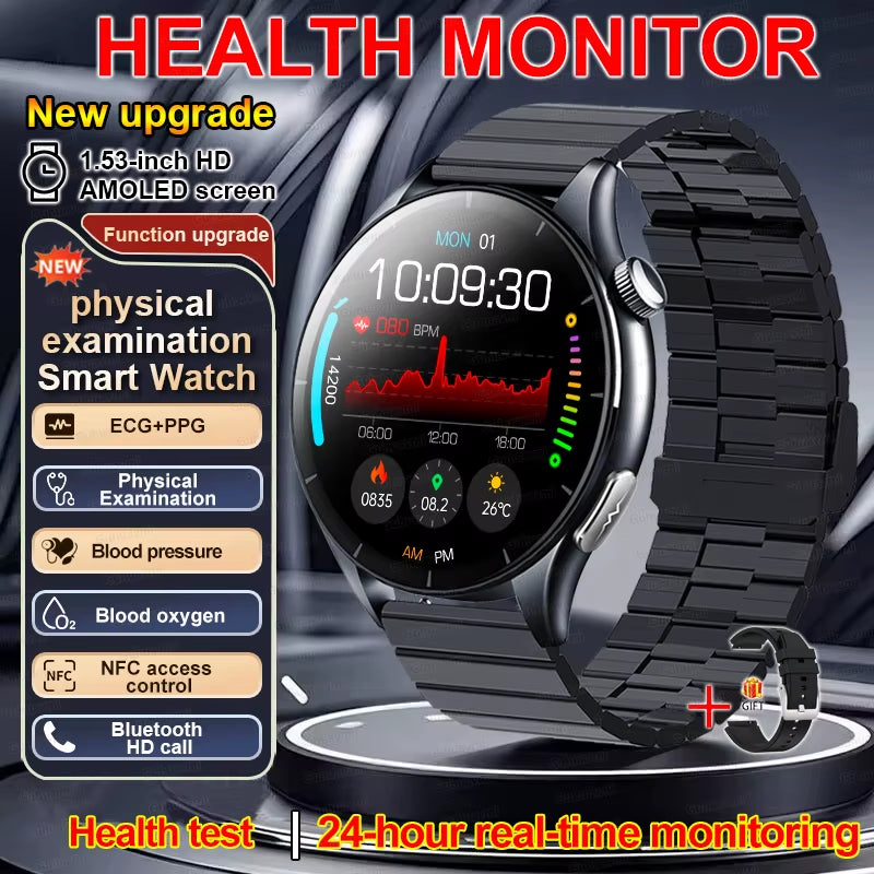 2025 New Smart Watch NFC ECG+PPG Blood Oxygen Uric Acid Blood Pressure Sapphire Smartwatch Men for Android Ios Smart Watch Men