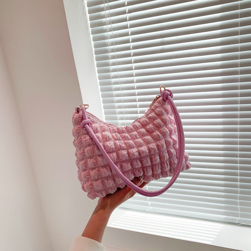 Women's Simple Gentle Elegant Pleated Underarm Messenger Bag