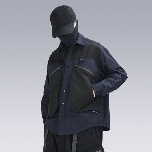 Functional Deconstructed Workwear Lapel Jacket Long Sleeves