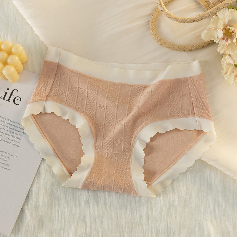 Mid-waist Comfortable Breathable Briefs Female Gentle Jacquard