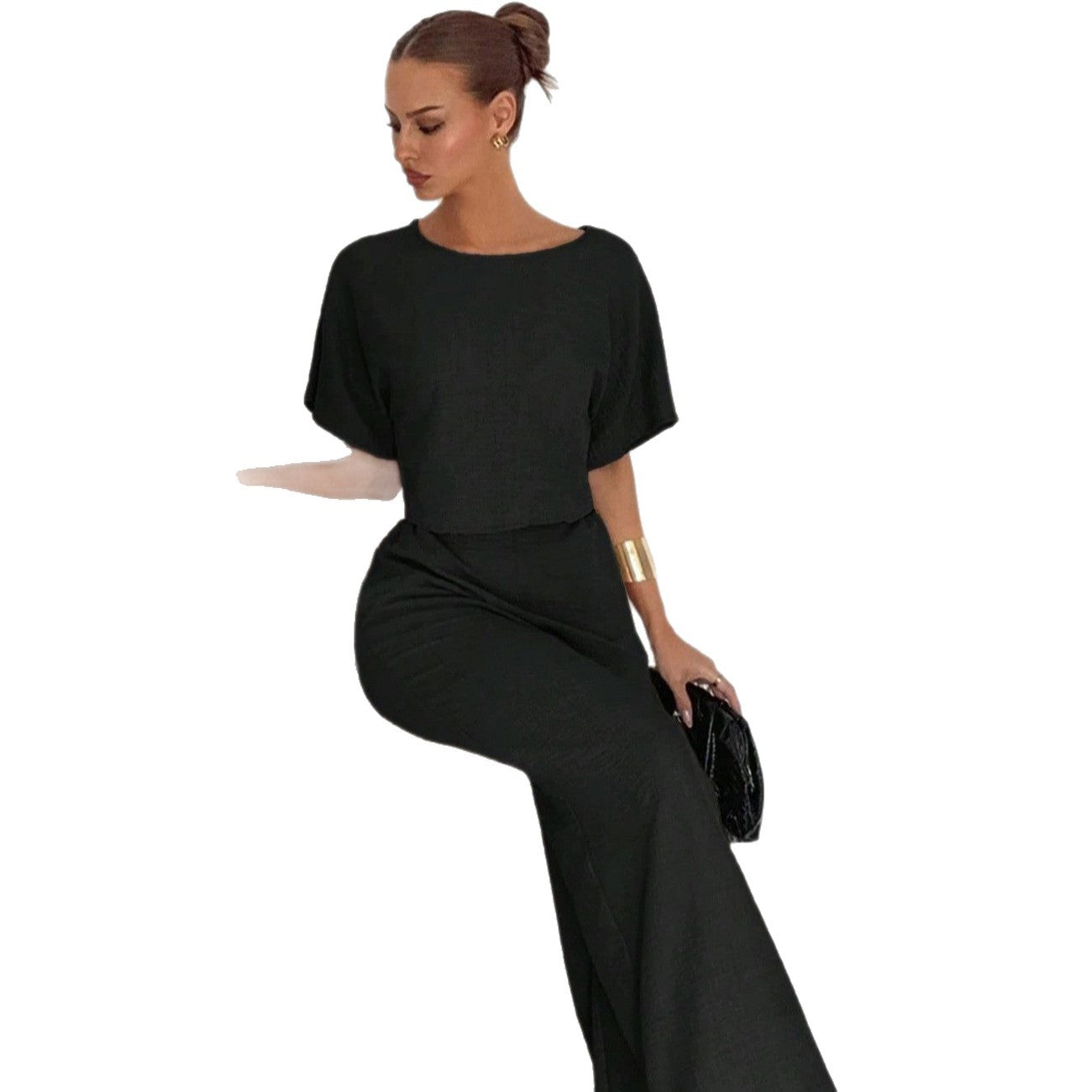 Light Short-sleeved Wide-leg Pants Two-piece Suit
