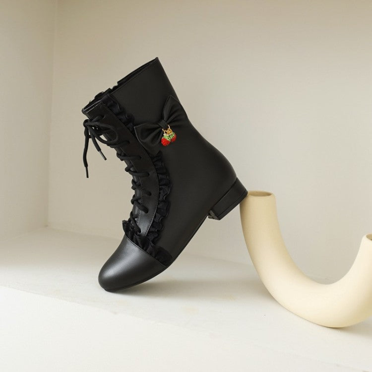 Sweet Bow Flat Darling Women's Boots Lace-up