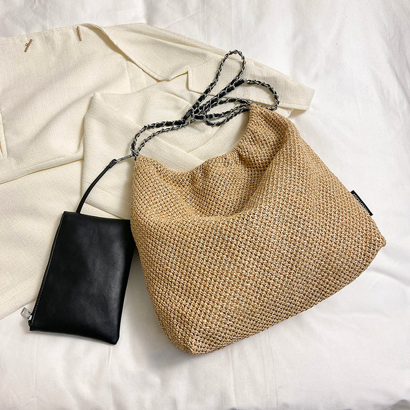 Straw Woven Bag Versatile Chain Crossbody