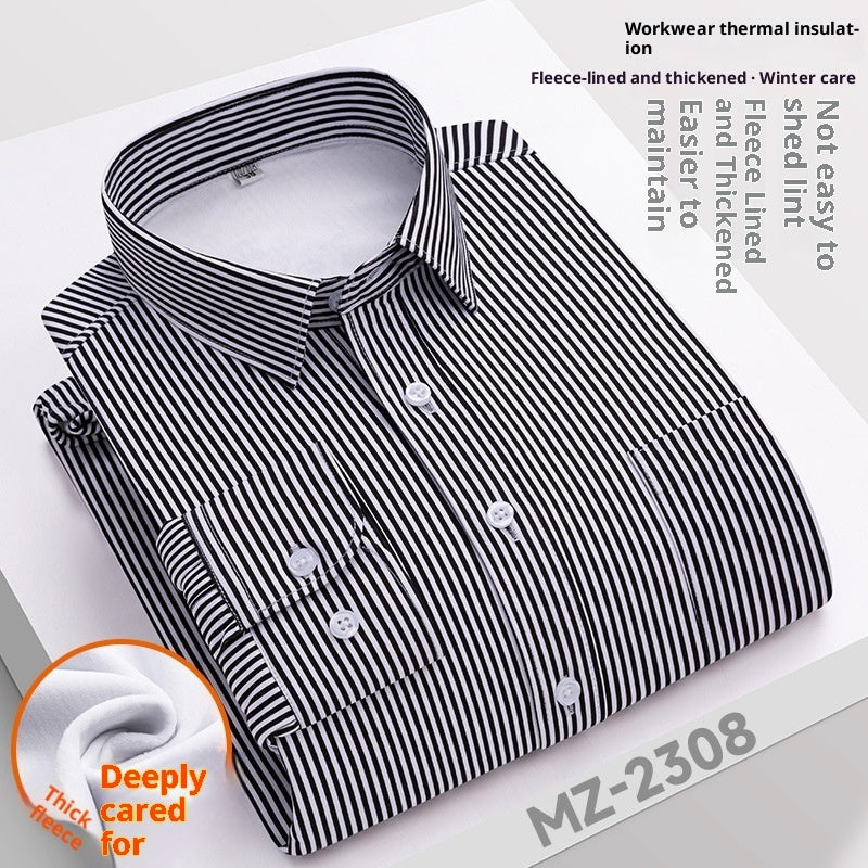 Winter Professional Shirt Men's Workwear Warm Fleece-lined