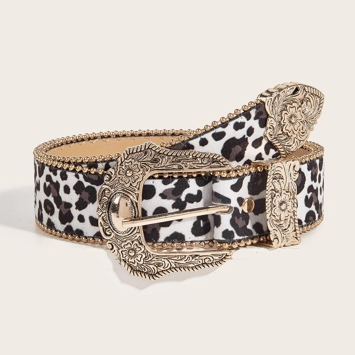 Vintage Damebælte med Leopardprint i Amerikansk Stil