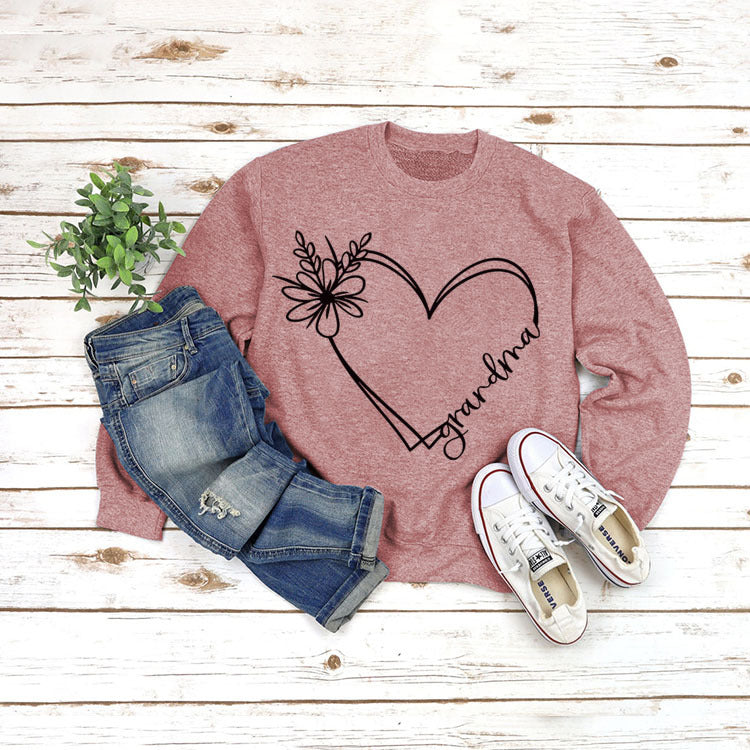 Langærmet Bedstemor-printet Løs Sweater