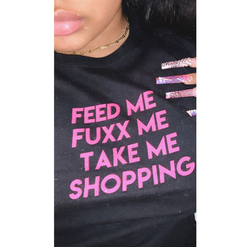 Summer New Round Neck Pullover Short Sleeve Letter Printed Women's Top T-shirt
