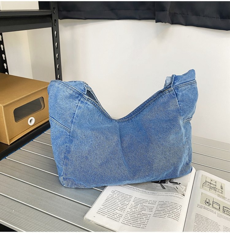 Denim Canvas Bag Women's Shoulder Large-capacity Backpack