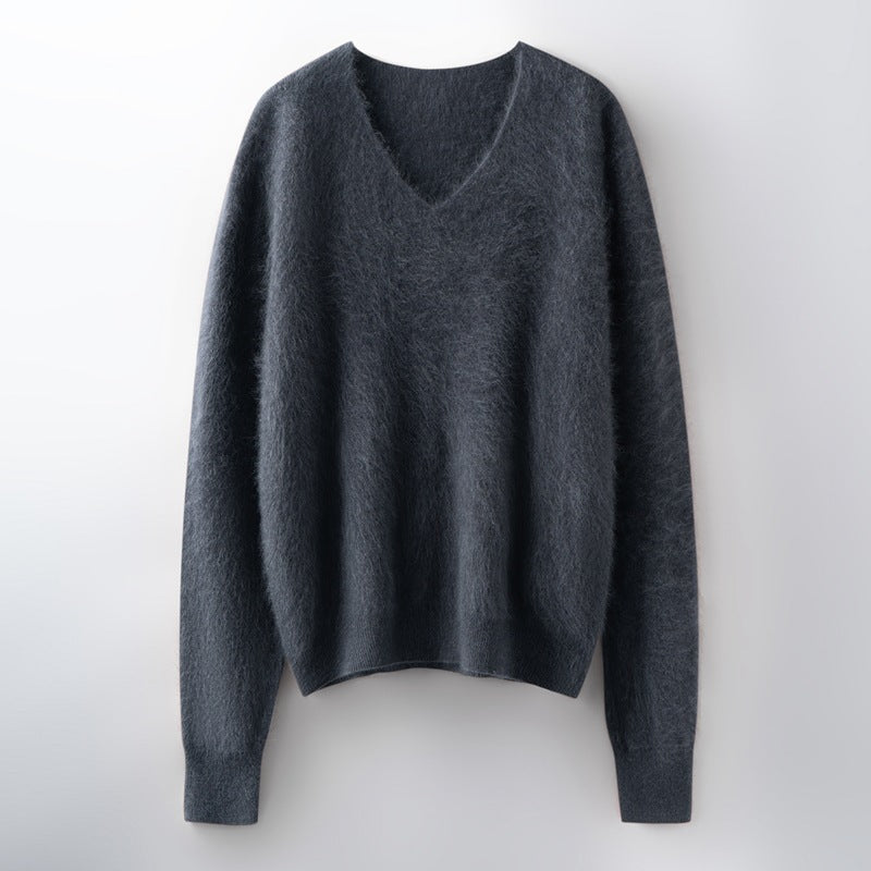 Versatile Loose-fitting Brushed Sweater In A Solid Color
