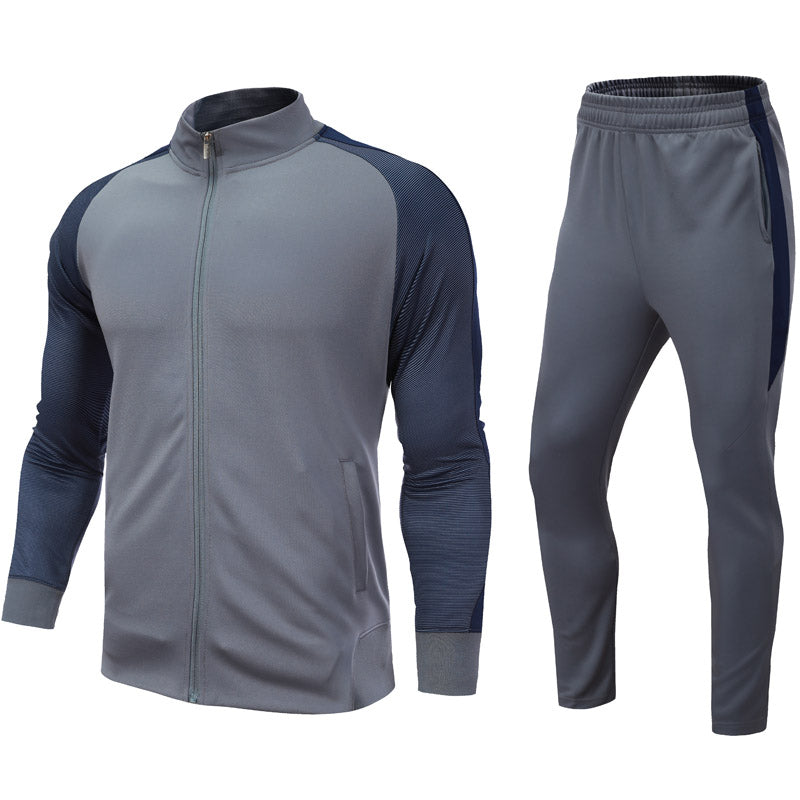 Contrasting Trim Stand-collar Sports Jacket Suit