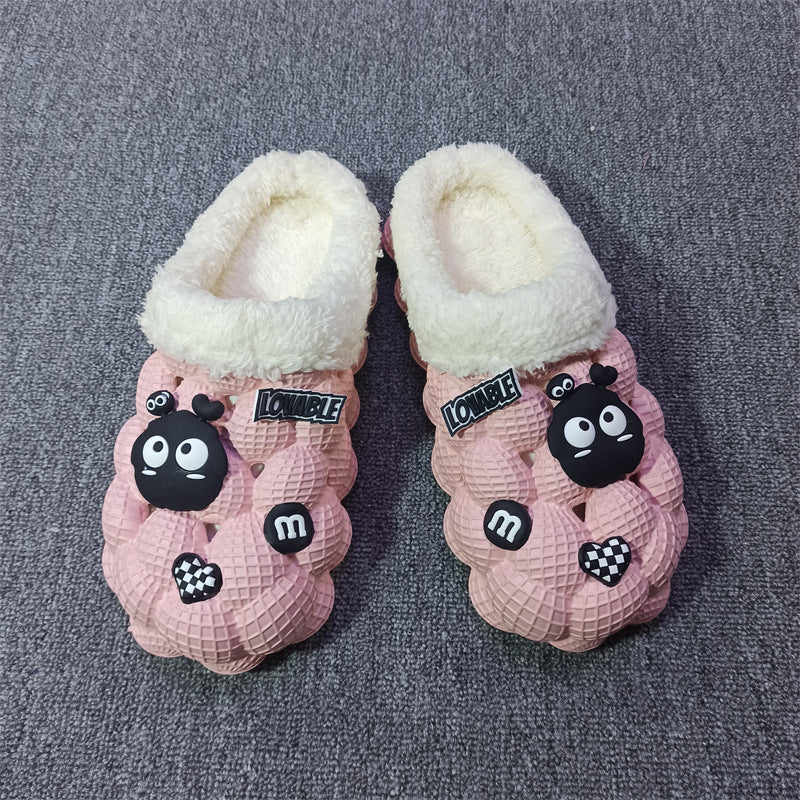 Dame Fashion Afslappede Lychee Bubble Platform Skridsikre Varme Hjemmesko