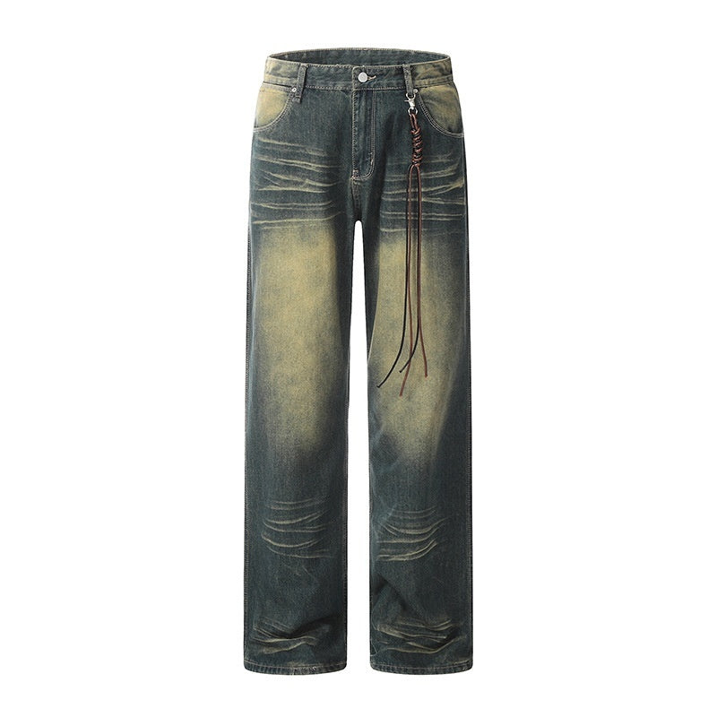 Amerikansk-inspireret Retro Micro-pull Design Jeans Herre Mode Mærke Straight-leg Bukser Dame