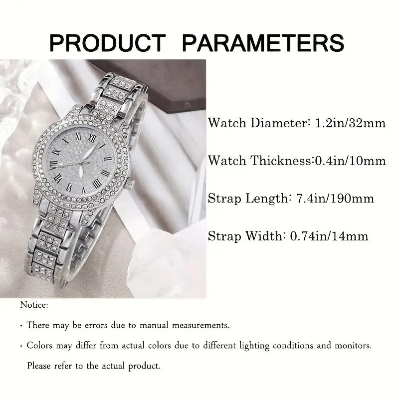 Dame Diamant Mode Romersk Quartz Ur Femsæts