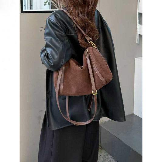 Autumn And Winter Vintage Matte Cowhide Boston Bag Shoulder Crossbody