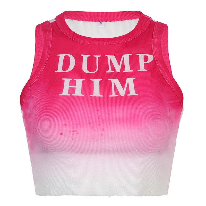 Women's Beach Resort Style Letter Print Cropped Tank Top