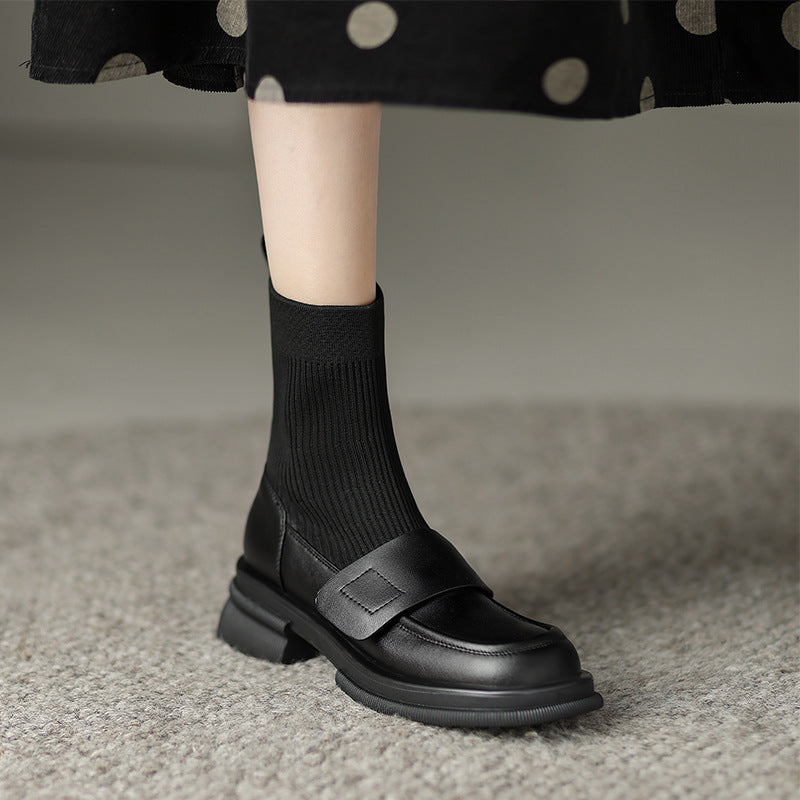 Women's Fashion Simple Thick Heel Stretch Thin Boots