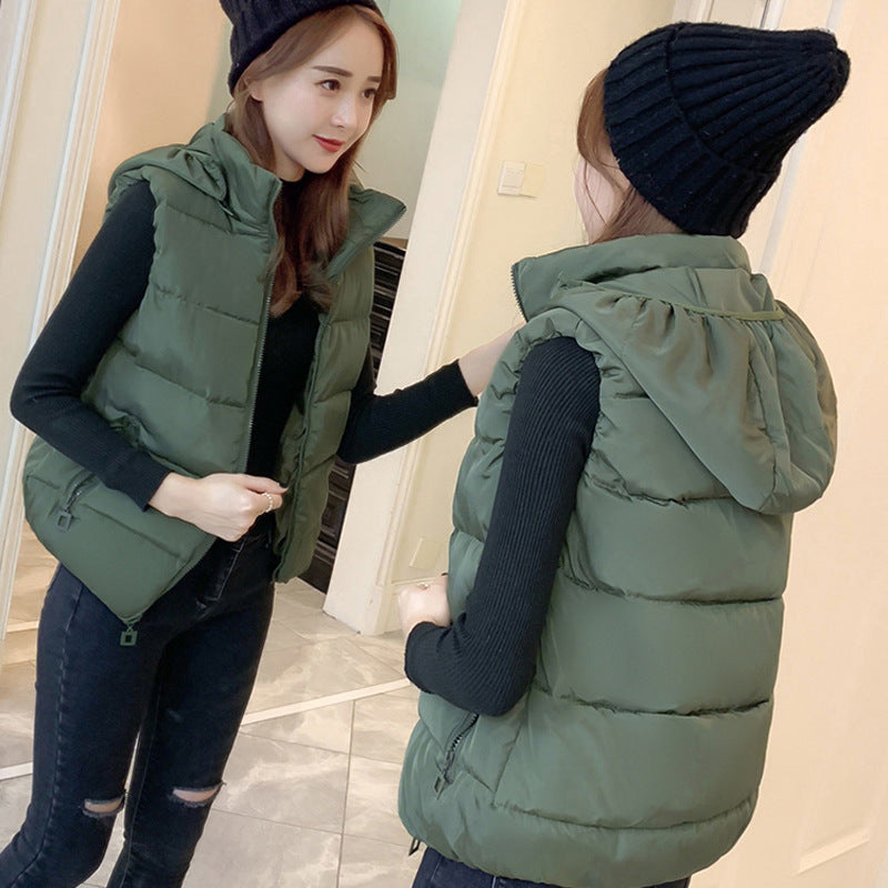 Short Student Hooded To Keep Warm Korean Version Of Thin Waistcoat