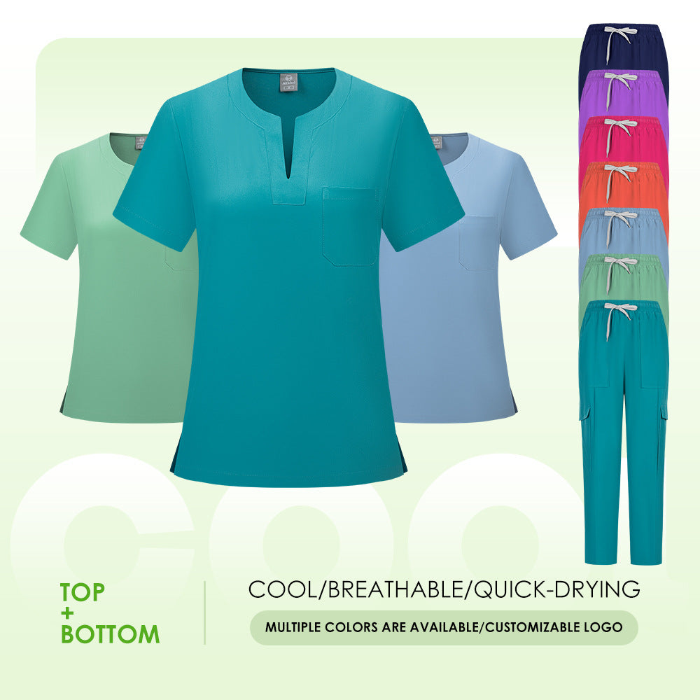 V-neck Two-piece Medical Work Uniform