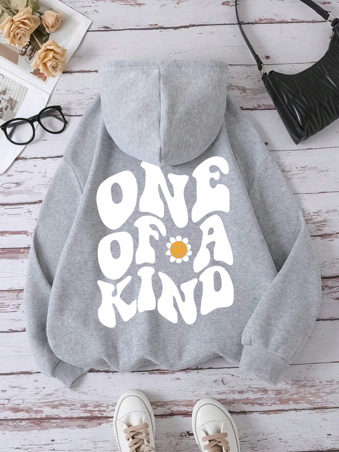 Krysantemum Smil Printet Hættetrøje Sweater