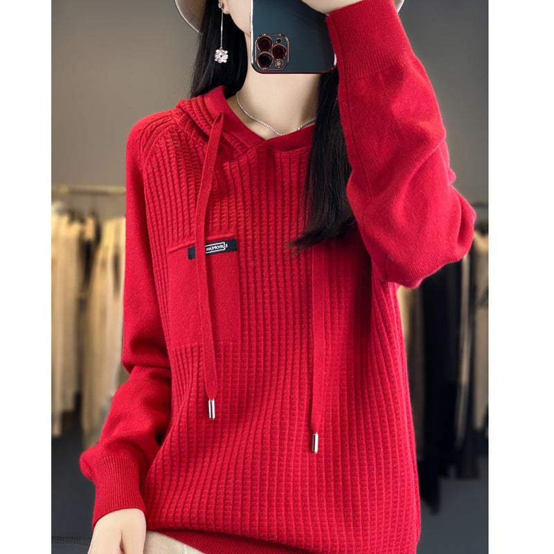 Korean Style Knitted Hooded Sweater Pullover