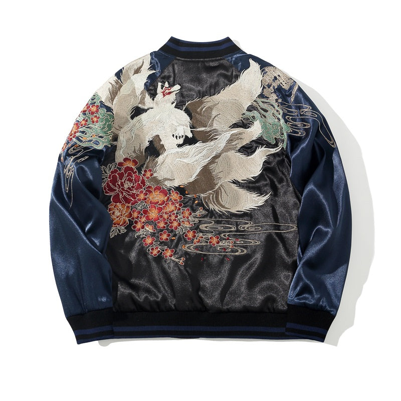 Men's And Women's Couple Baseball Collar Casual Versatile Outerwear National Fashion