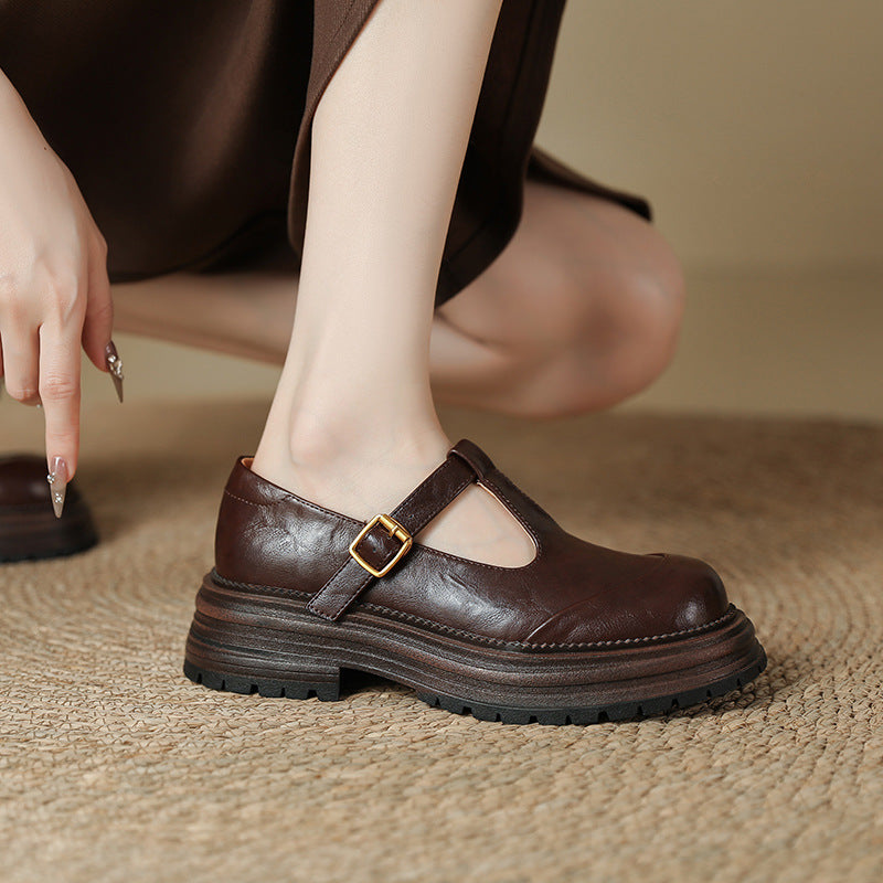 Vintage Mary Jane Hepburn Style T-strap Pumps Women