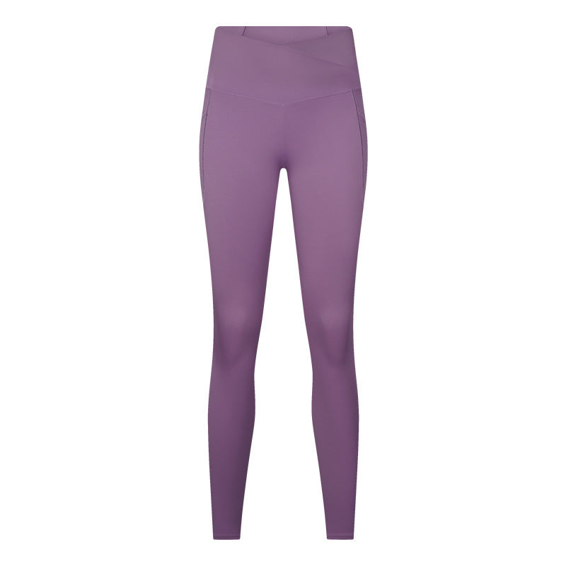 Yoga Side Pocket Elastic Light Thin Soft Nude Feel Running Workout Ankle Length Pants