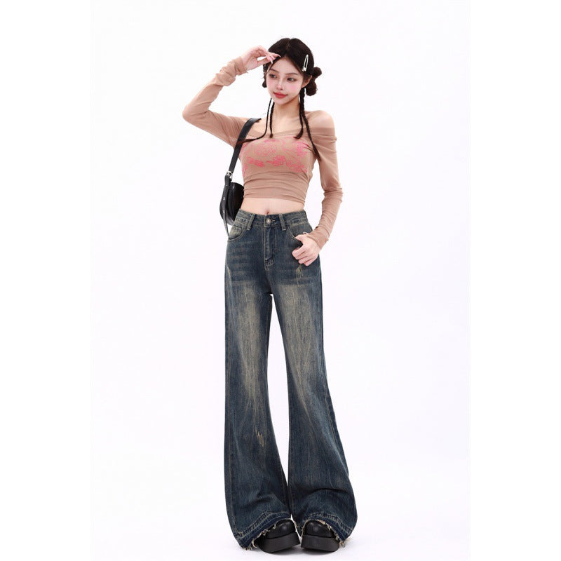 Damejeans i retro amerikansk stil med smalle ben