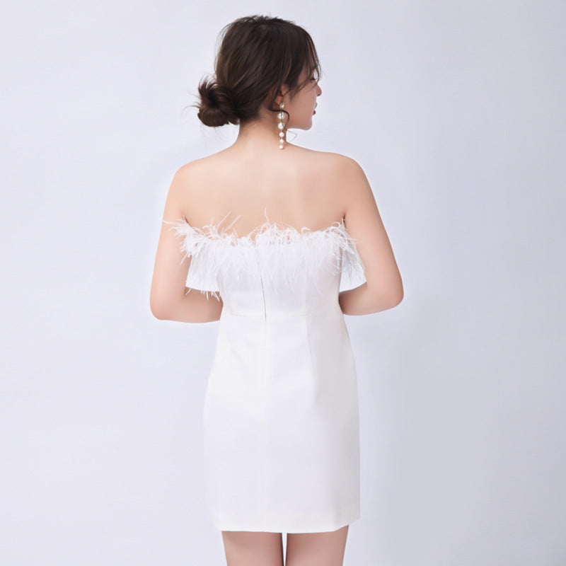 Chest Wrapped Feather Bandage Dress