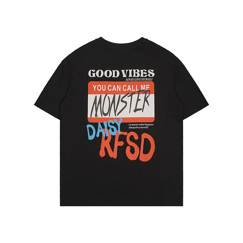 Men's Summer Loose Street Cotton Printed T-shirt